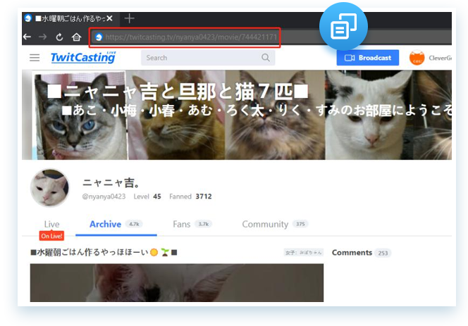 TwitCasting Downloader Schritt 1