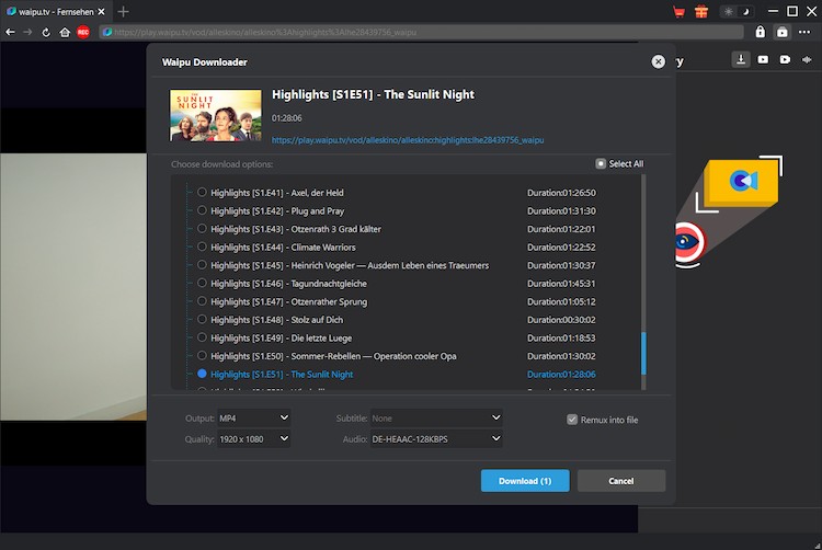Waipu Downloader Schritt 3